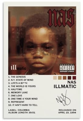 KUCOON Nas Illmatic Poster auf Leinwand, Kunstposter, Schlafzimmer-Dekor-Poster, 30 x 45 cm