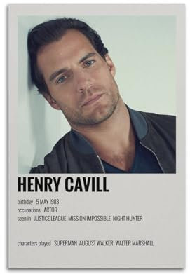 TeDe Henry Cavill Filmschauspieler, dekoratives Gemälde, Druck, Leinwand, Wandkunst, Wohnzimmer, Schlafzimmer, Poster, Gemälde, 20 x 30 cm, ungerahmt