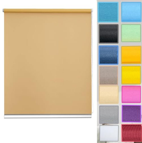Rollo Klemmfix ohne Bohren 35 x 60 cm Einfache Installation, Klemmfix, Rollo Klemmrollo Seitenzugrollo Easyfix mit Klämmträger, für Fenster & Tür, Khaki