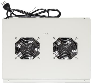 Connetto - modulo 2 ventole a soffitto con termostato colore grigio per armadi 22/42u profondi 600 mm link