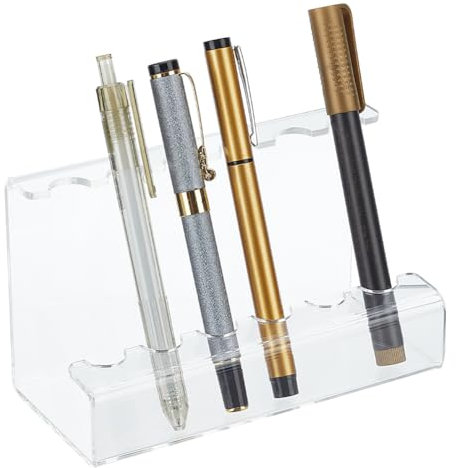PH PandaHall Acrylic Pen Holder Display Stand, 6-Slot Clear Pen Rack Organizer Makeup Brushes Display Holder Desk Pencil Wand Holder Eyebrow Pen Stand for School Home Office Store Use