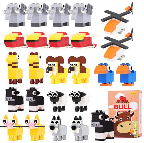 OPPZZIT® 24Pcs Temperino Con Serbatoio, Doppio Uso di Blocchi e Temperamatite, Gadget Compleanno Bambino, Regalini Fine Festa Compleanno Bambini Invitati