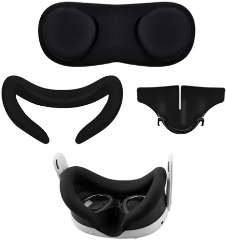 Maschera per gli occhi in silicone Quest 3 - Comoda copertura antipolvere per Quest 3 con cuscinetto nasale anti-luce e protezione delle lenti, maschera per accessori VR Quest 3