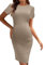 hohololo Robe de grossesse en tricot pour femme - Manches bouffantes moulantes - Robe de grossesse, Beige-a, XL