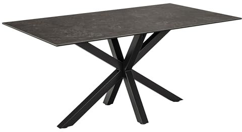 möbelando Esstisch >Heaven< in schwarz, Glas-Keramik,Stahl - 160x75,5x90cm (BxHxT)