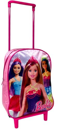 CARTOON Kindergartenrucksack mit Trolley Schultasche mit ausziehbarem Griff für Kinder, Barbie