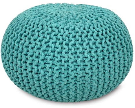 Amago home Sitzpouf Strickhocker Pouf Ø45 H30cm Bodenkissen Indoor Baumwolle nachhaltig recycelt Farbe Mint