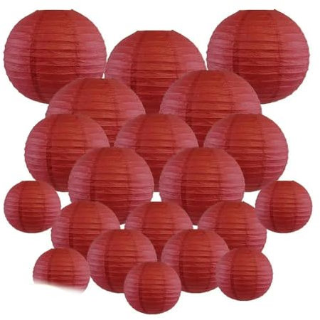LIUXIN 20 Teile/Satz Dunkelrot Papier Laterne Ball 6 8 10 12 Wein lampion lampionnen Hochzeit Party Hause außen Hängen Dekor