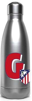 CyP Brands Atlético de Madrid - Botella Agua de Acero Inoxidable, Cierre Hermético, con Diseño Letra G en Rojo, 550 ml, Color Metalizado, Producto Oficial