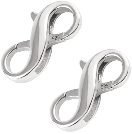 2Pcs Double Opening Necklace Clasp, 925 Sterling Silver Lobster Clasps, Sterling Silver Bracelet Clasps, for DIY Jewelry Making, Bracelet and Necklace Extender