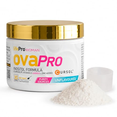 Life Pro Ovapro Myo Inositol en Polvo 150g - Gran Pureza - Suplemento Natural Con Cúrcuma, Vitamina D Y Zinc - Regulador Hormonal Natural y Metabólico (Sin sabor)