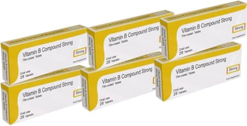 Vitamin B Compound Strong Vegetarian 28 Tablets X 6 Packs – High Strength Vitamin B Complex, B1, B2, B3, B6, VIT B Complex | SterlingSquare