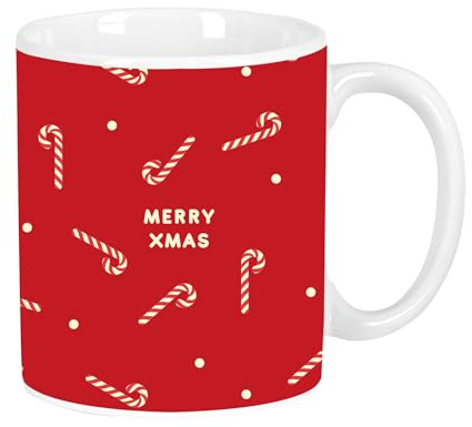 Merry Xmas Candies - Grande Tasse en céramique, Solide, légère, Durable, de Haute qualité, 350 ML, 8 x 9,5 cm