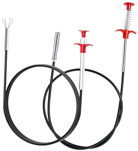 2-Pack Flexible Drain Cleaning Tools with Claw Grabber for Hair & Debris Removal in Sinks, Showers & Kitchen Pipes