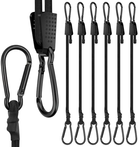 MISIQIMA 6 Stück Spanngummi mit Karabiner 100 cm, Haken, Schiebeschloss | Expander Verstellbarer Spanngummi für Befestigung von Fracht und Verstärkung von Zelten