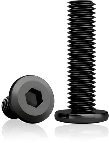 Lot de 60 vis à tête bombée M6x30 mm, inox noir six pans creux | M6x30 mm inox A2 V2A noir à six pans creux et filetage complet pour meubles, appareils, atelier et DIY