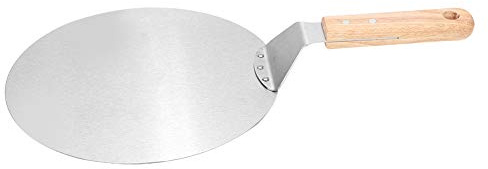 Zerodis Kuchenbretter aus Stahl mit Bequemem Holzgriff für Ofen und Grill, 43,2 Cm Runde Backschaufel für Pizza und Gebäck, Pizzaschieber aus Edelstahl
