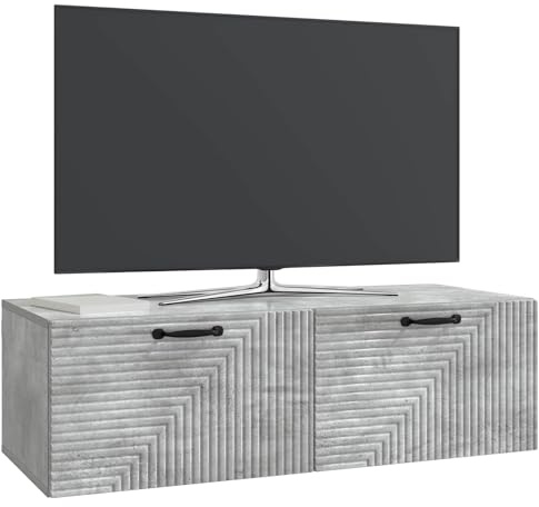 vidaXL Wandmontierter TV-Schrank Betongrau 98 x 41 x 30 cm, Wohnzimmer, moderner rechteckiger Stauraum, wandmontierte Medienkonsole, platzsparendes Möbel für Dein Zuhause