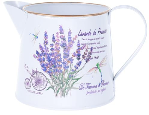KOCKSHION Purple Iron Watering Can Vase with Artistic Flower Pattern, Small Decorative Metal Jug for Indoor Plants, Suitable for Home Decor and Living Room, Rustic and Elegant Garden Accent