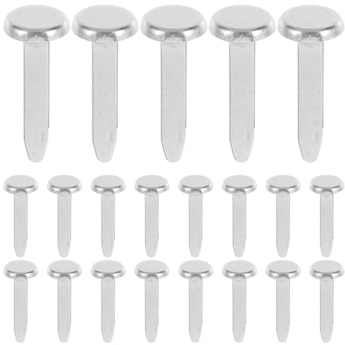 CRAFTHROU 50 Pezzi Brads Argento in Metallo per Scrapbook e Artigianato Fai da Te, Mini Chiodini Decorativi a Due Piedi e Lavori Manuali