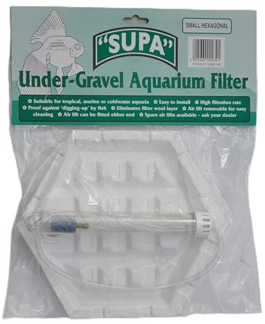Supa Small 9 inch by 4.5 inch Hexagonal Under-Gravel Aquarium Filter (Pack of 1) | Suitable For Tropical, Marine Or Cold Water Aquariums. White