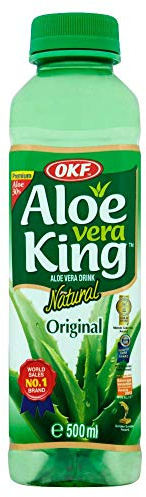 OKF Aloe Vera Drink, 500ml | Authentic Korean aloe vera juice drink with real pulp. Crisp chilled healthy fruit beverage perfect for hot summer days