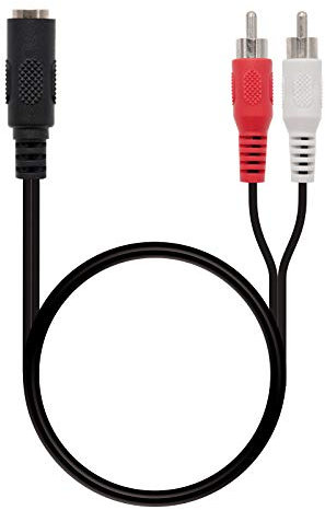 NANOCABLE 10.24.1301 - Cavo audio stereo Jack-to-RCA, 3,5/H-2xRCA/M, maschio-femmina, nero, 1,5mts