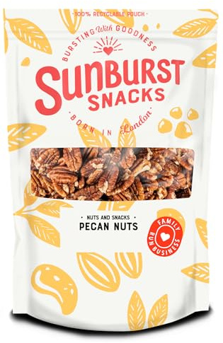 Sunburst Snacks Raw Pecans 500G, Whole Natural Nut Snack Plant Based Protein Re-Sealable Recyclable Pouch