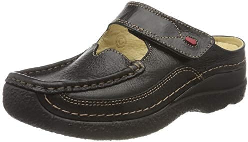 Wolky Damen Roll Slipper, 70000 Schwarz Gedruckt Leder, 43 EU