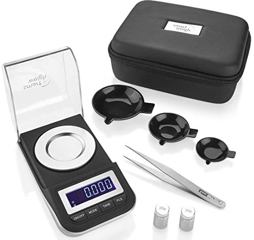 Smart Weigh Mini Balance de Precision Bijoux, 50g/0.001g, Lisibilité de 0.001g, Milligramme Balance de Bijoux Avec Fonction de Tare Incluse, Acier Inoxydable (Noir)
