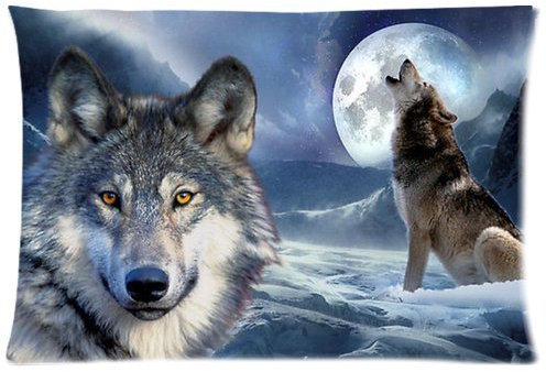 YISUMEI Kissenbezug Kissenhülle 40x80 cm Home Decor Dekokissen Fall Sofa Werfen Kissenbezüge Pillowcases Wolf auf Eisberg Heulender Mond