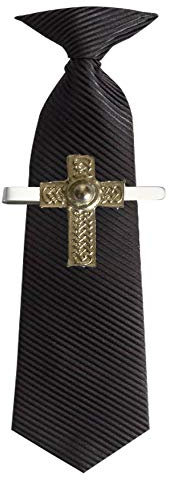 Giftsforall Krawattennadel Kreuz TG82 aus feinem englischen Zinn, auf einer Krawattenklammer zum Aufschieben