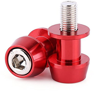 Motorrad Schieberegler Sturzschutz, CNC Sliders Stand, 8 / 10mm Motorrad Slider Ständer CNC Aluminiumlegierung Swing Arm Spool Sliders Stehen Swingarm Bobbins(10mm-Red)