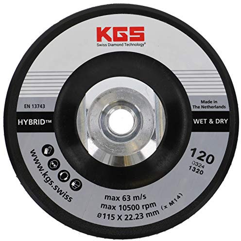 KGS Hybrid-Diamant-Trennscheiben, 115 x M14 goldfarben, Körnung 120 mit direkter M14 aufnahme passend für Winkelschleifer