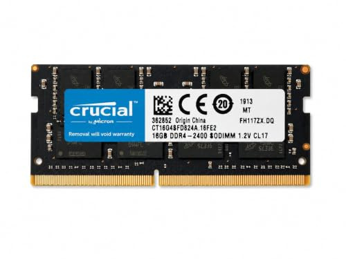 Crucial CT16G4SFD824A 16GB DDR4 non-ECC 2400MHz SODIMM Memory (Renewed) | High Performance, CL17, 260 Pin RAM, 2Rx8, Unbuffered Non-ECC, PC4-19200, For Compatible Laptops, All in Ones & Mini PC’s
