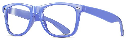 Klare Linse Nichtverschreibungspflichtige Retro Nerd Brille für Männer Frauen - Cosplay Kostüm Fake Brille, Ägyptisches Blau,