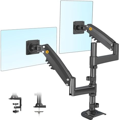 NB North Bayou Doppio Montaggio Monitor Supporto Monitor con Molla a Gas, per 17 a 27 Pollici Fino a 9kg, VESA 75/100 Montaggio del Monitor H180