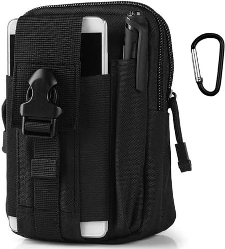 Lotisie Pratico Versatile Borsello da Cintura Molle Marsupio Tattico Sportivi Portafoglio Cellulare Comodo Borsellino Portamonete, Nero