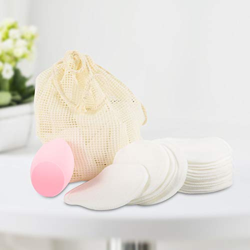 Premium Make-up Entferner Pads 21 Pack mit Beauty Blender | Bio-Baumwolle-Pads | Wiederholte Verwendung | Ultra Weich | Für alle Hauttypen | Plastikfrei | Aufbewahrungsbeutel | Waschbar