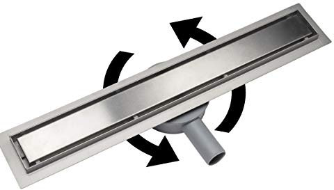 Acezanble Duschrinne Edelstahl Ablaufrinne Bodenablauf Befliesbar 2 in 1 Selbstreinigender 360° drehbarer Siphon mit Geruchsstop Haarsieb Komplettset mit Bodenbefestigung für Badezimmer 80 cm