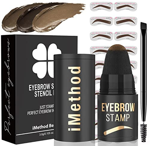 iMethod Augenbrauen Stempel und Augenbrauen Schablonen Kit Augenbrauen Stamping Kit für Perfektes Augenbrauen Make-up Augenbrauen Pomade 20 Eye Brow Shaping Kit Einfach zu Bedienen Langlebig Hellbraun
