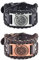 Borsgye 2 Stück Viking PU Leder Armband Herren Breit Armreif Gothic Geflochtenes Armband Wikinger Leder Armbänder Retro Lederarmband Breiter Manschette Gürtelschnalle Armband - Chinesischem Drachen