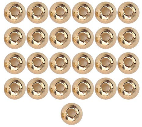 Fly Tying Tungsten Beads, 25Pcs Slotted Round Head Ball Bead Alloy Nymph Streamer Golden Fishing Tackle Accessory Counter Sunk Beads Accessories For Jig Hooks Lover Fishing