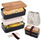 DEATPOYE Bento Lunchbox Erwachsene, 1200ml Japanische Bento Box, 2-Stufige Brotdose Lunch Box mit Besteck und Tasche, Lunchbox für Erwachsene und Kinder zur Arbeit und Schule (Schwarz)