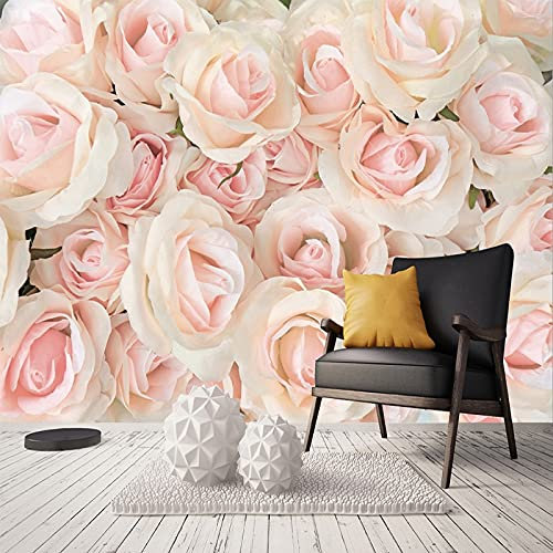 BOEERLCNL 3D Wohnzimmer Tapete Romantische Rosa Rose Blumen Schlafzimmer Wandaufkleber TV Hintergrund Wand Dekoration Wandbild Wandkunst Poster