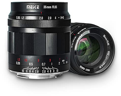 Meike 35 mm f0,95 große Blende manueller Fokus Prime Festobjektiv APS-C kompatibel mit Sony E-Mount spiegellosen Kameras NEX 3 3N NEX 5R NEX 6 7 A6600 A6400 A5000 A5100 A6000 A6100 A6300 A65000 A300.