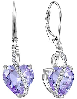 YL Damen Herz Ohrringe 925 Sterling Silber Tropfenohrringe Juni Geburtsstein Alexandrite Schmuck Geschenke für Mutter Freundin Damen