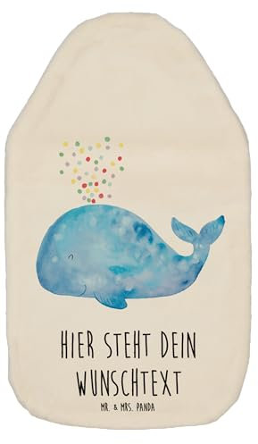 Mr. & Mrs. Panda Personalisierte Wärmflasche Wal Konfetti - Personalisierte Geschenke, Diät, Personalisierte Kinder Wärmflasche, Personalisierte