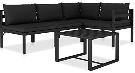 Tidyard 5-TLG. Gartenmöbel Set Alu Gartensofa Gartenlounge Balkon Möbel Set Sitzgruppe Garten Terrassenmöbel Loungemöbel Gartengarnitur Terrasse Garten Lounge Set mit Kissen, Aluminium Anthrazit