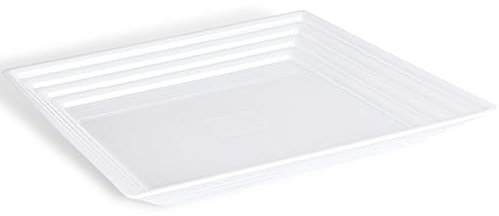 Blue Sky Vassoio quadrato in plastica bianca livellato, 30,5 x 30,5 cm, 1 pezzo, elegante e resistente